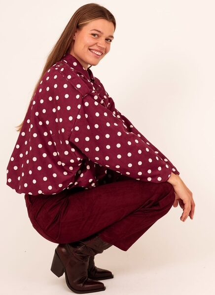 Bordeaux Polka Blouse